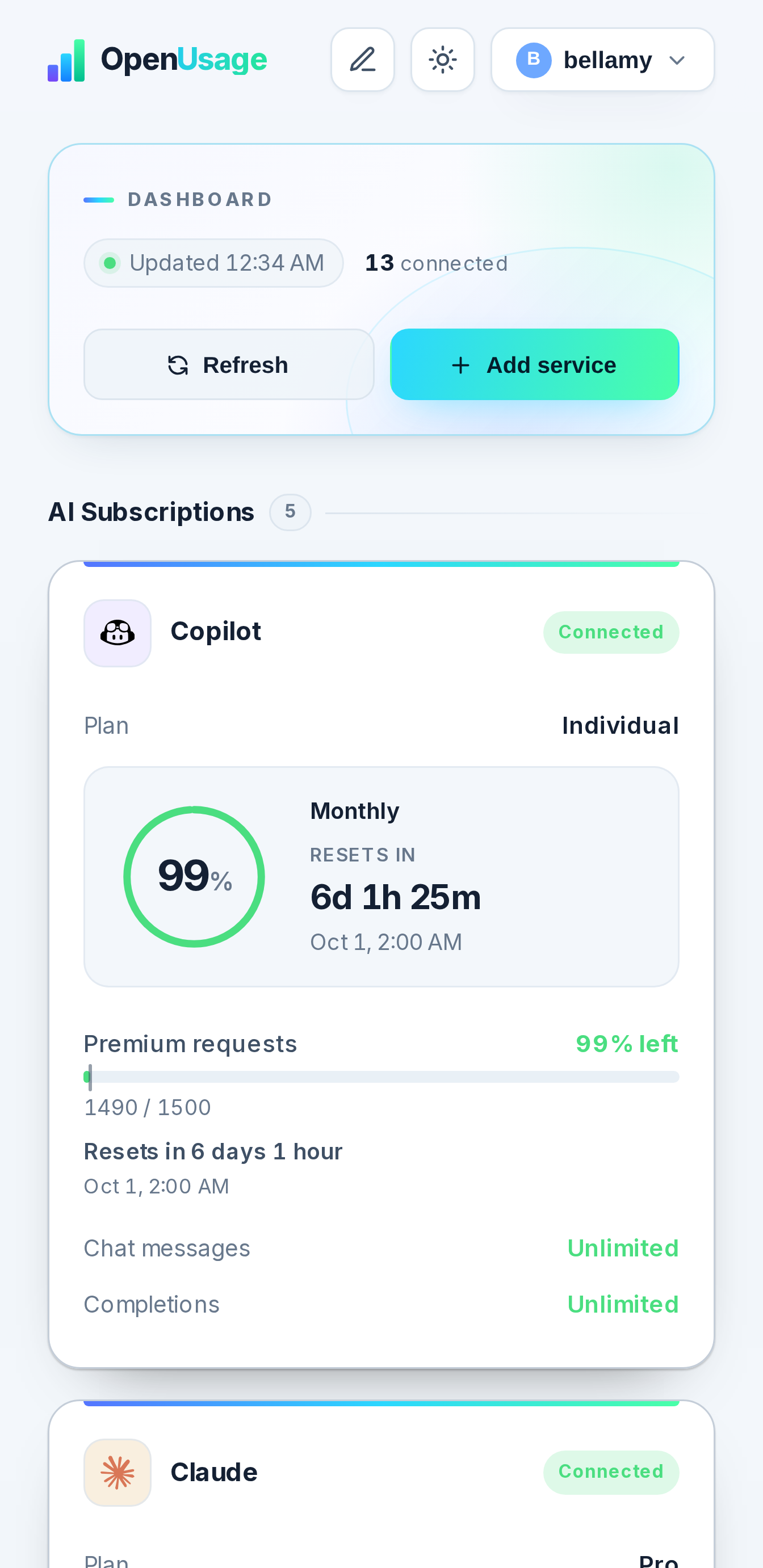 OpenUsage mobile light theme